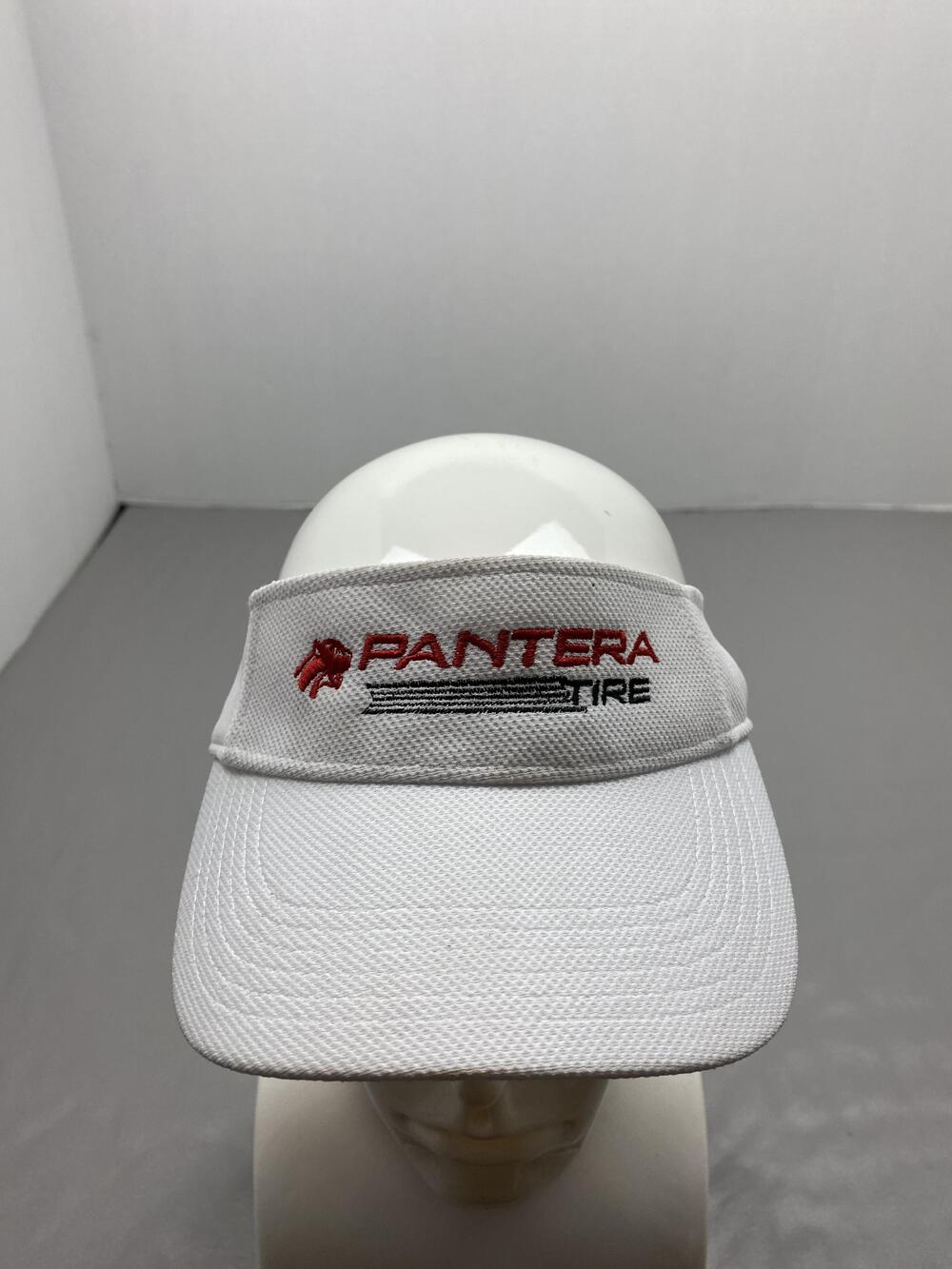Pantera Tire Hat Visor Strap Back One Size White Microfiber Polyester Mens